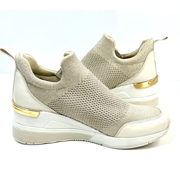 MICHAEL Michael Kors Willis Knit Trainer Wedge Sneakers Size 8M Champagne NWT - Picture 3 of 7